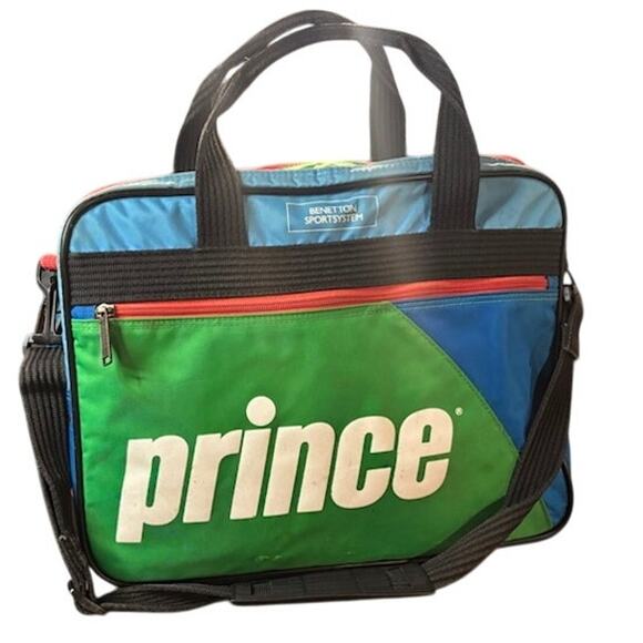 Vintage Prince Benetton Tennis Bag Super system 80s VTG green blue and orange - Picture 1 of 11